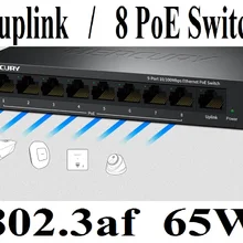 9 портов 1 uplink порт, 8 poe 65 Вт 100 Мбит/с MCU PoE коммутатор Ethernet сетевой коммутатор LAN концентратор полный/полудуплексный обмен Авто MDI/MDIX