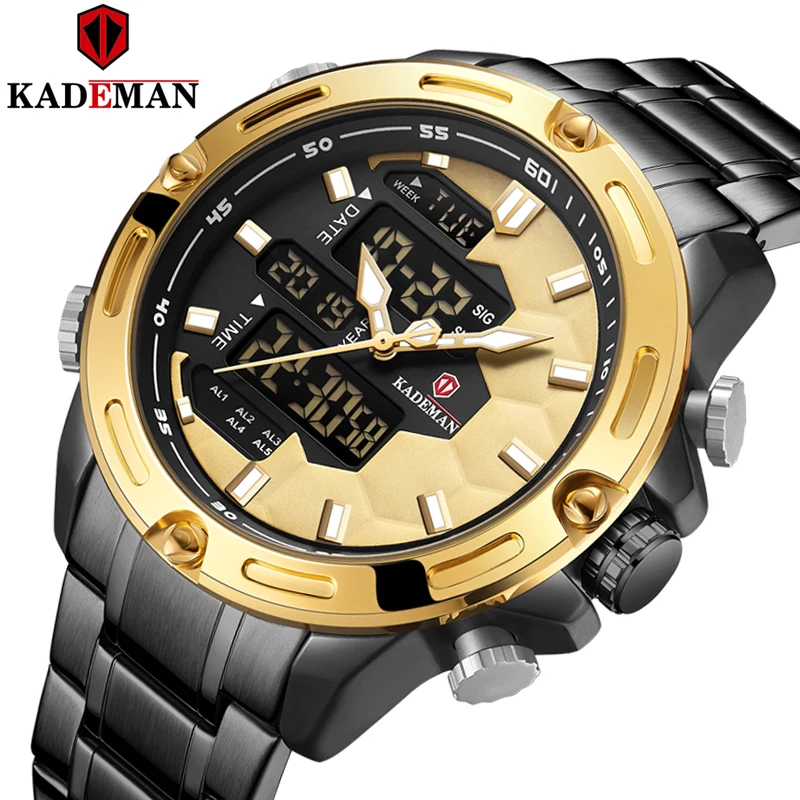 9070 прочный аккумулятор мужские часы сталь reloj hombre двойной кварцевый цифровой relogio
