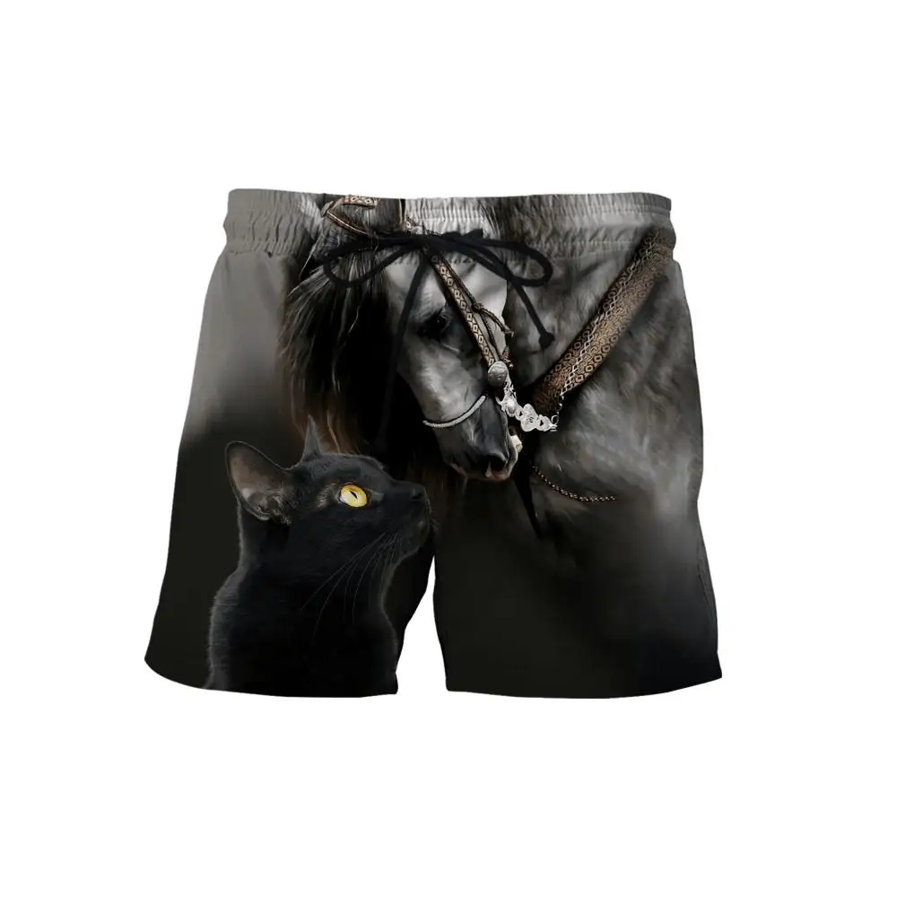 Animal Beautiful Love Horse Tattoo 3D Printed Mens Shorts Unisex Streetwear Shorts Summer Beach Harajuku Casual Shorts DK-11