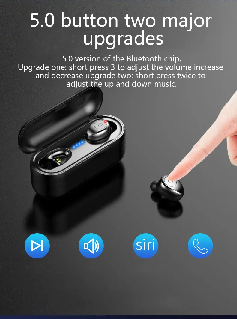 UTHAI D12 Wireless Bluetooth 5.0 Headphones TWS Waterproof Handsfree Noise Reduction Game Sports Headphones