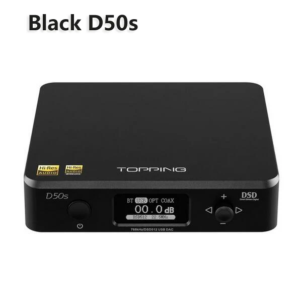 D50S Black Топпинг D50 D50S ES9038Q2M* 2 32 бит/768 кГц DSD512 Мини HIFI аудио декодирование USB ЦАП XMOS XU208 3xOPA1612 USB/OPT/коаксиальный вход - Цвет: D50S Black