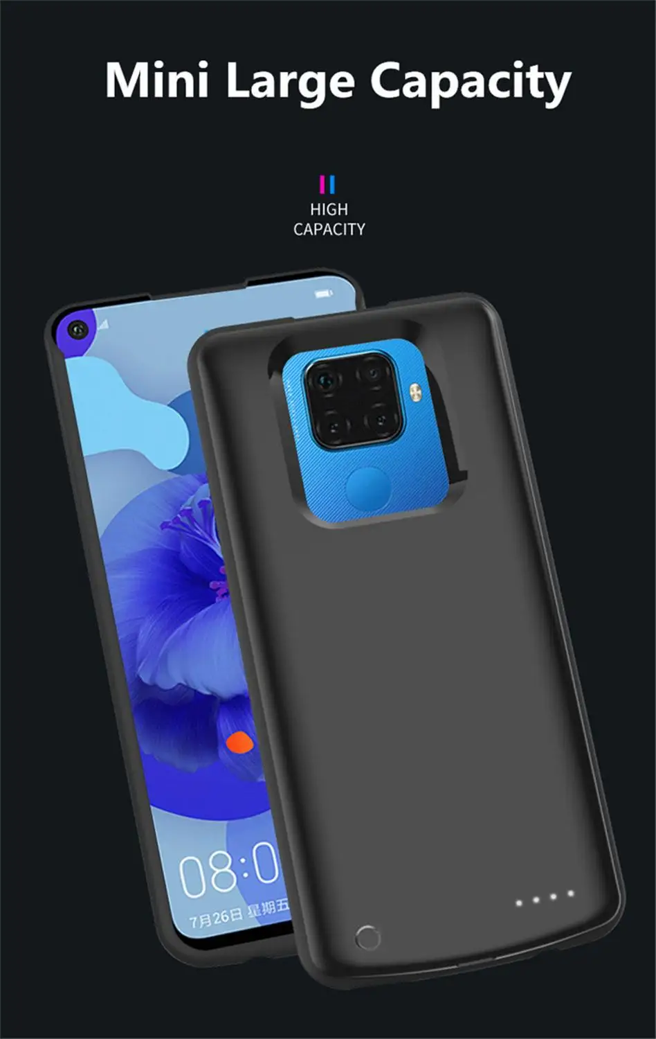 

6500mAh Backup battery case For Huawei Nova 5i Pro Power Case External Battery Power Charging Case For Huawei Nova 5 Pro