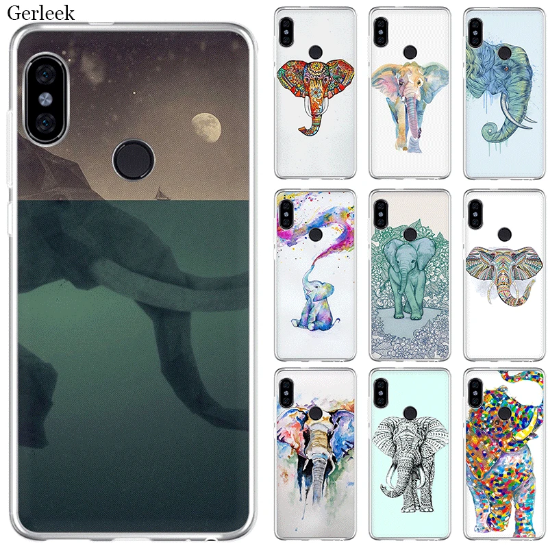 

Mobile Phone Case For Xiaomi Redmi Note 4 4X 3 5 6 7 Pro 5A Hard Cover Animal Elephants Tribal Art
