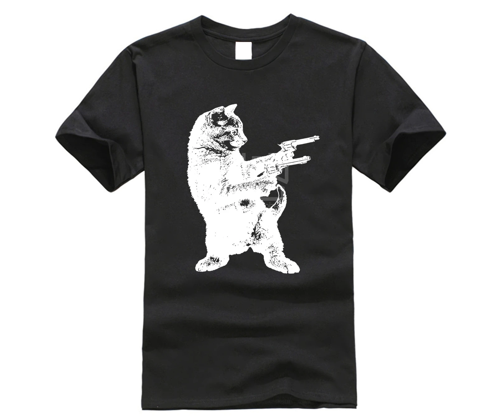 Брендовая мужская рубашка Gunslinger Kitty Cat-Футболка-Cat lover- Funny футболка с пистолетом |