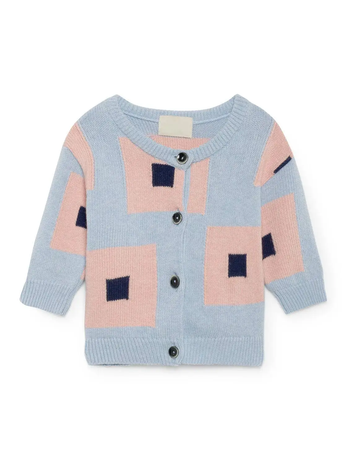 Autumn Winter Sweater Stripped Squares Cardigan Sweaters Kids Boys Girls Knitted Children Clothes 1-10Y - Цвет: as picture