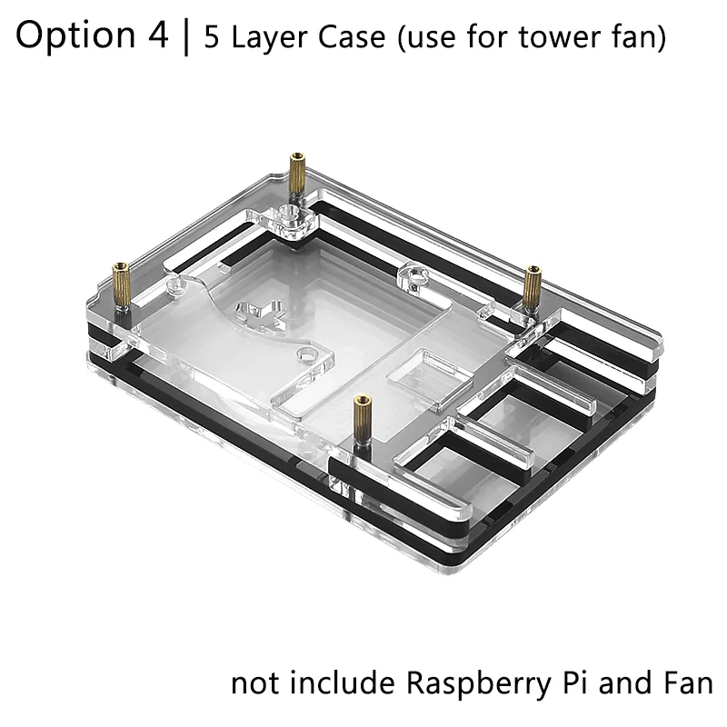 5 Layer Case Raspberry Pi 4 Tower вентилятор охлаждения льда 7 цветов светодиодный светильник супер кулер+ силиконовый чехол теплоотвода для Raspberry Pi 4B Модель B/3B+/3B - Цвет: 5 Layer Case