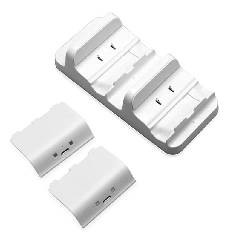 ALLOYSEED Dual USB Charging Dock Station Holder Stand With 2Pcs Battery Packs For Xbox One S Wireless Game Controller Gamepad |
