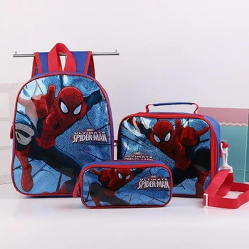 

Spider-Man Kids School bag Disney Frozen Elsa Princess Backpack 3pcs/set Kindergarten Cartoon Bag Toddler Kids boys schoolbags