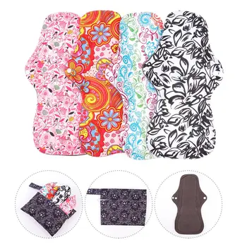 

4Pcs Reusable Sanitary Pad Comfortable Cloth Menstrual Pads Washable Soft Reusable Sanitary Pads with Storage Bag