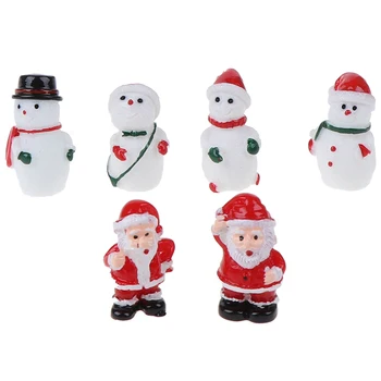 

1pcs Resin Miniature Christmas Santa Claus Snowmen Terrarium Accessories Micro Fairy Garden Figurines Doll House Decor