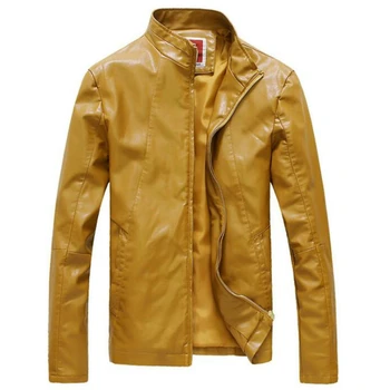 

2019 autumn new leather jacket Slim stand collar solid color locomotive handsome high quality PU jacket 6XL
