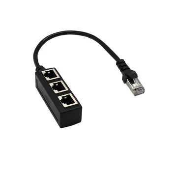 

LAN Ethernet network RJ-45 male network to RJ-45 female network 1 to 3 splitter extender adapter connector with LAN cable #10