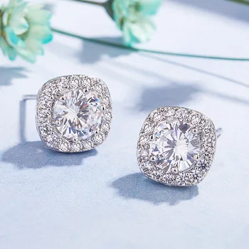 

Classic Hollow Square Zircon Earrings For Women 925 Sterling Silver Stud Earrings Crystal Gemstones Fine Jewelry Gifts Drop Shop