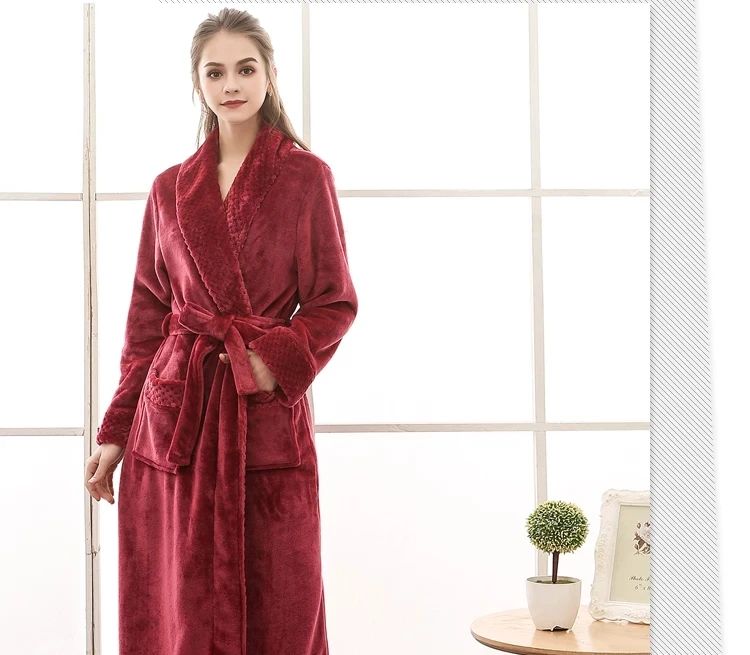 

Jimmy Baha·mas Fashion Casual Bathrobes Flannel Robe V Neck Long Sleeve Couple Robe Plush Shawl Kimono Warm Bathrobe Coat