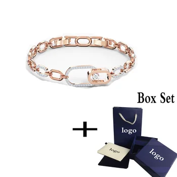 

2020 SWA Fashion New SPARKLING DANCE NORTH Set Rose Gold Dynamism Crystal Oval Buckle Decoration Female Romantic Jewelry Gift