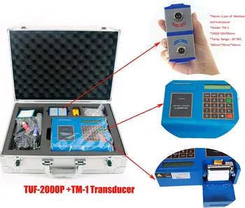 

TUF-2000P Digital Ultrasonic Flowmeter Portable Liquid Flow Meter with Built-in Mini Thermal Printer DN50-700mm TM-1 Transducer