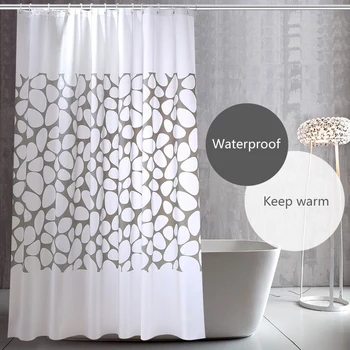 

Grey Stone Shower Curtain PEVA Waterproof Mildew Shower Curtain Partition Curtain Bathroom Curtain 180x180cm 12pcs Hooks