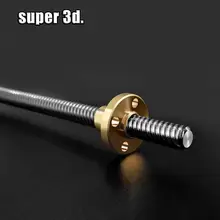Tige de vis à plomb avec écrou en laiton, pour imprimante 3D, T8, 8mm, diamètre 8mm, 150mm, 200, 300, 400, 500, 600, cnc mm