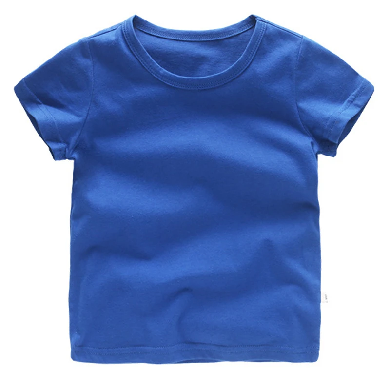 Детская летняя однотонная хлопковая футболка для мальчиков и девочек повседневные футболки с короткими рукавами