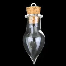 

10 Pcs Tear Drop Glass Bottles with Cork Top DIY Pendants Wishing Bottles Jars