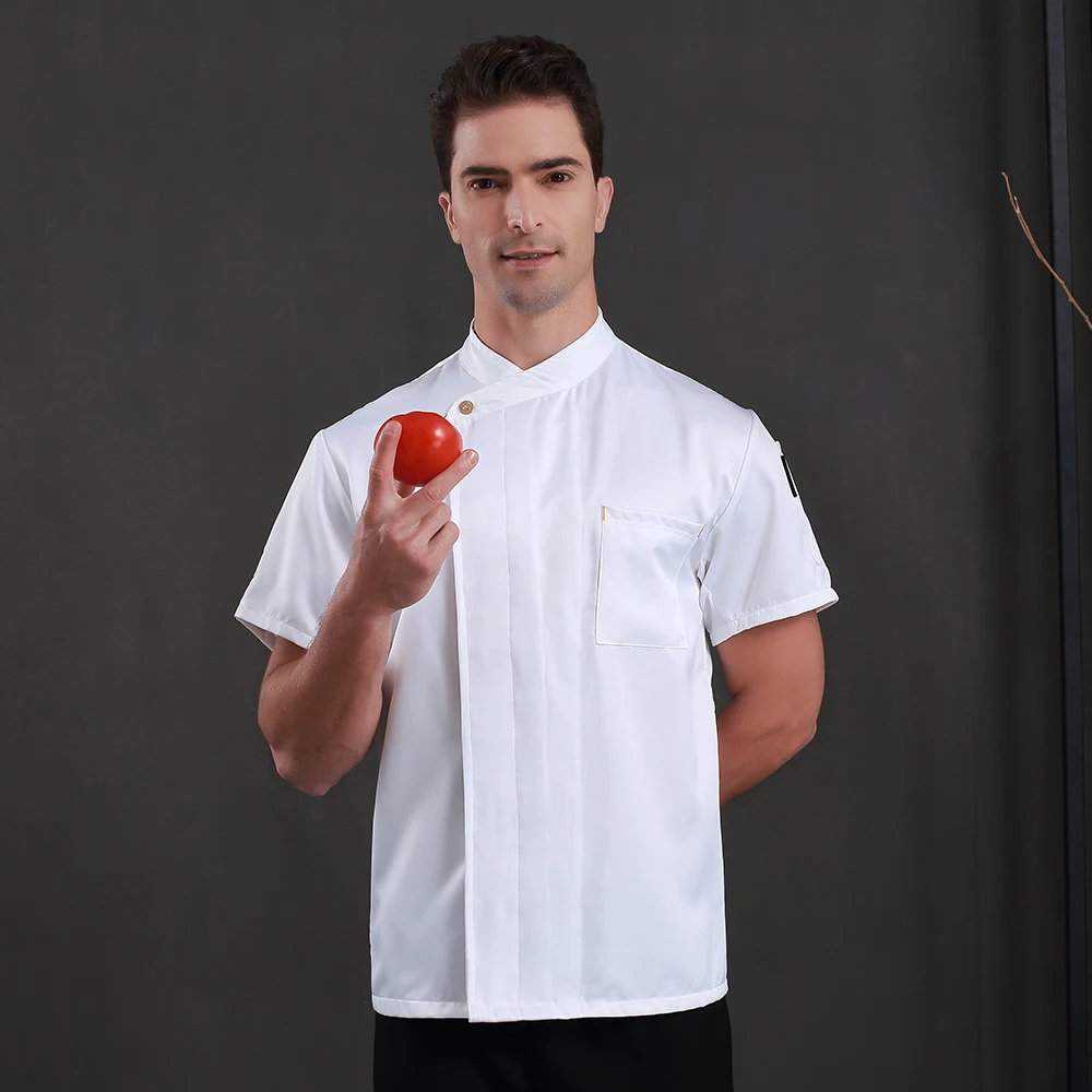 Breathable Oblique collar Chef uniforms Sushi costume Kitchen Food service Catering jackets cooker shirt waitress Chef overalls