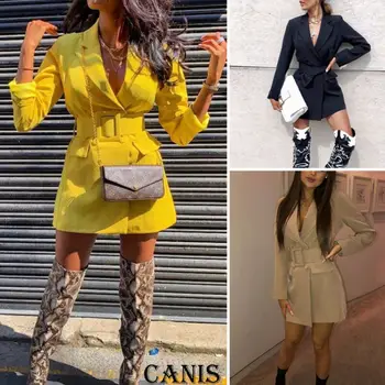 

Women Slim Casual Blazer Jacket Top Outwear Long Sleeve Career Formal Long Coat