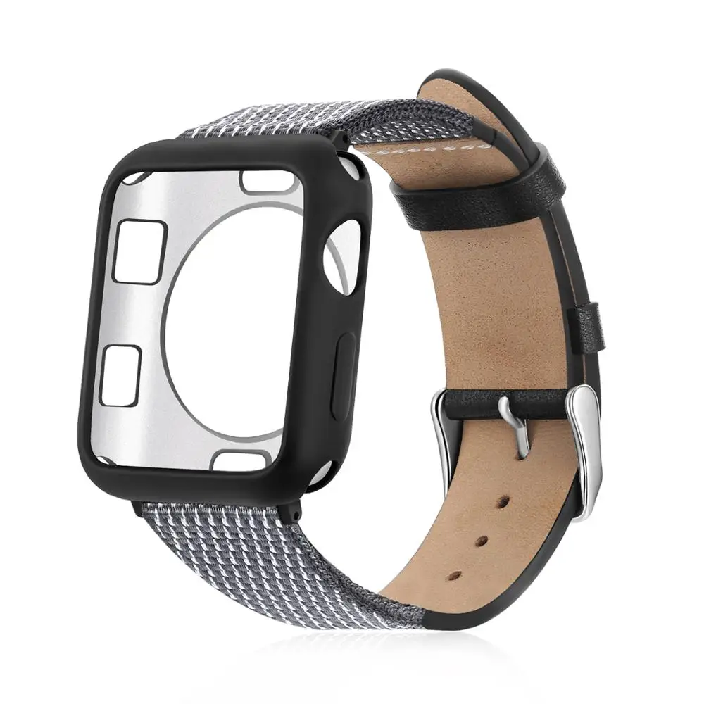 Чехол для часов + кожаный ремешок Apple Watch series 3 2 1 чехол ремешка 42/38 мм тонкий