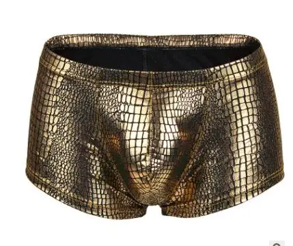 PK515 Gold Мужское нижнее белье из искусственной кожи; боксеры; Cueca Masculina Calsones Homme; мужские трусы; Ropa Interior Hombre Calzoncillo Cueca; боксеры - Цвет: PK515 Gold