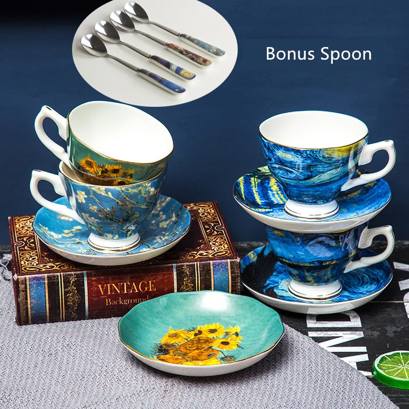 Кофейная чашка в европейском ретро стиле из костяного фарфора набор блюдец