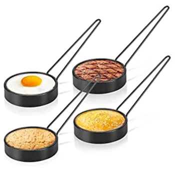 

Egg Rings, 4 Pcs Round Pancake Mold Non-Stick Egg Shaper Stainless Steel Poachette Rings For Fried and Poached Eggs