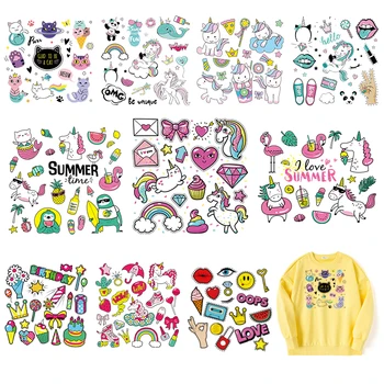 

Iron On Transfer Cartton Unicorn Diy Sticker Set Clothes Patch For Girls Easy Use Applique Vinyl Patch Heat Transfer Easy Press