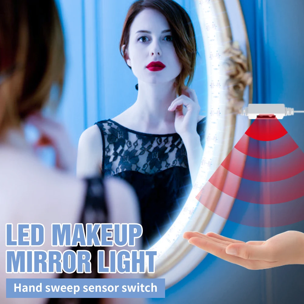 

5M Dimmable Makeup Mirror Vanity Lamp LED Hand Sweep Light Sensor USB 5V Waterproof Hollywood LED Dressing Table Cosmetic Lamps