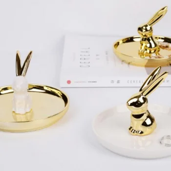 

Nordic Style Rabbit Jewelry Ring Holder Stand Organizer Necklace Trinket Display Tray N06