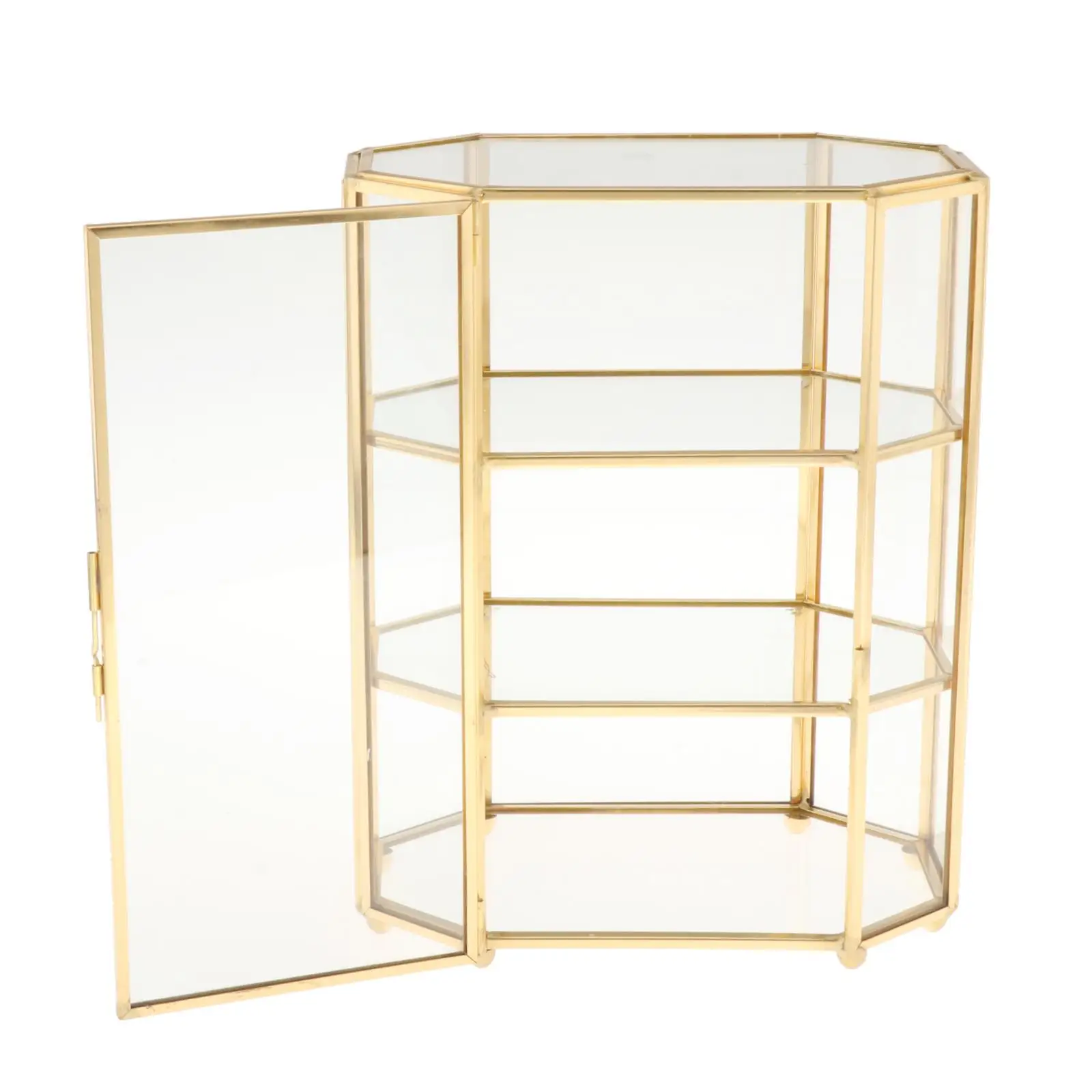 3-Tier  Jewelry Trinket Glass Gold Box Necklace Ring Earring Box Keepsake Decorative Box Holder for Wedding Gift Dresser 6