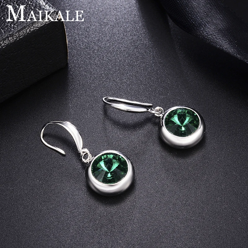 Женские длинные серьги с кристаллами MAIKALE изысканные круглые золотого цвета