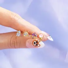 Hot Space Element Stud Earrings 925 Pure Silver Ear Pin Alien UFO Rocket Eardrops Earrings Wholesale