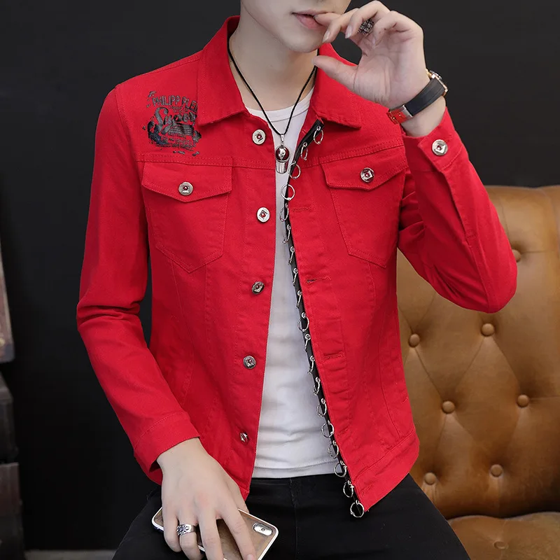 Jeans Coat Men's Spring And Autumn New Style Denim Jacket Male STUDENT'S Korean-style Slim Fit Handsome Teenager with Holes Gown