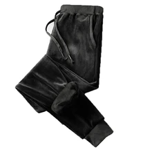 Двухсторонние бархатные брюки золотого цвета мужские теплые брюки Зимние флисовые брюки мужские повседневные спортивные штаны с эластичной резинкой на талии модные Молодежные Брюки