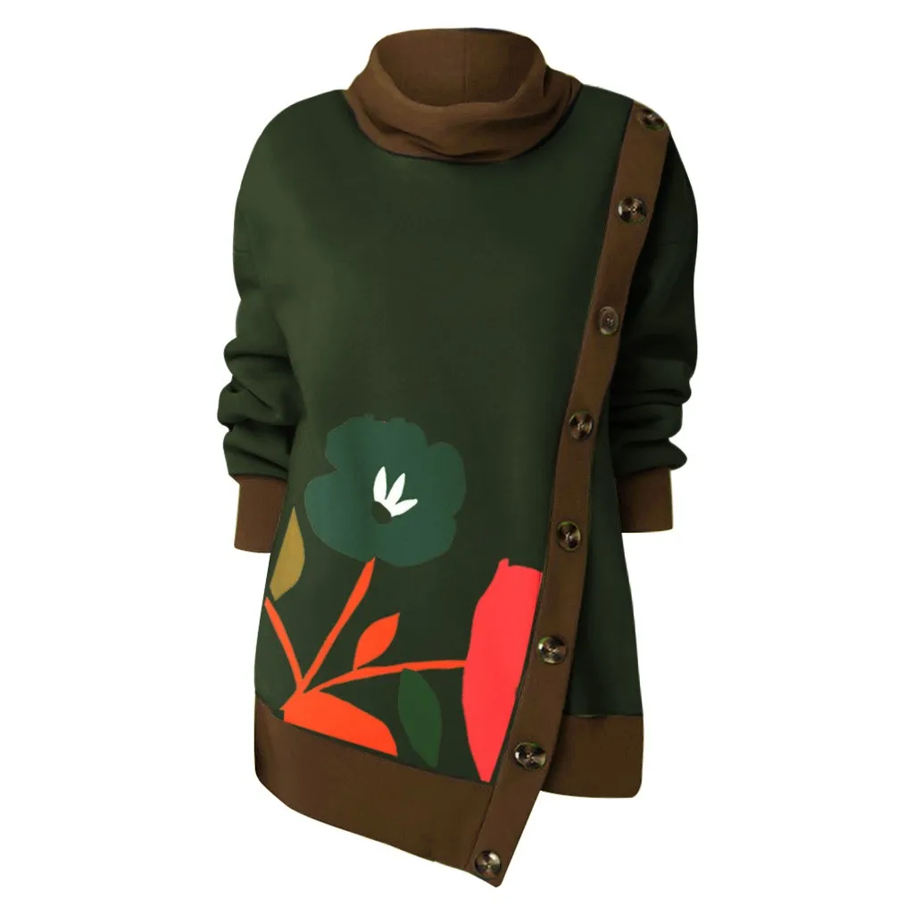 Толстовка с принтом размера плюс, с длинным рукавом и круглым вырезом, модная весенняя Осенняя Женская толстовка из хлопка bluzy - Цвет: army green 2