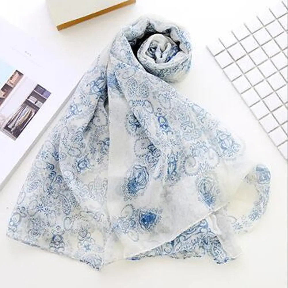 Горячая Распродажа элегантная женская накидка для девочек Пашмина шифоновая вуаль женская модная повседневная мягкая Цветочная печать длинный шейный большой шарф - Цвет: 9