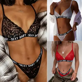 

Women Sexy Lingerie Lace Bra+G-string Thong Set Babydoll Sleepwear Underwear Nightwear