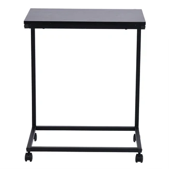 

Laptop Tablet Sofa Couch Side Table with 4Wheels Wood Look Accent Furniture with Flexibility Metal Frame For Living Room Bedroom