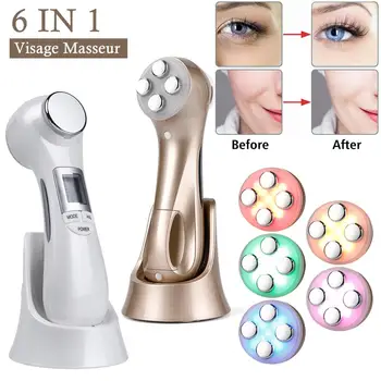 

6 in 1 Photon Therapy Facial Skin Lifting Rejuvenation Vibration Device Machine Rechargeable Mesotherapy Massager