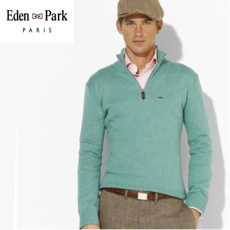 Мужской свитер, водолазка, на молнии, однотонная одежда, пуловер, Eden Park, мужской S-2XL размера плюс, Осень-зима