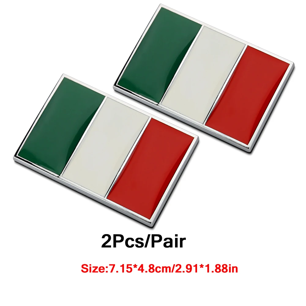 DSYCAR 2Pcs/Pair Car 3D Metal Italy Flag Emblem Badge Decals Sticker Car  Exterior Accessories - AliExpress