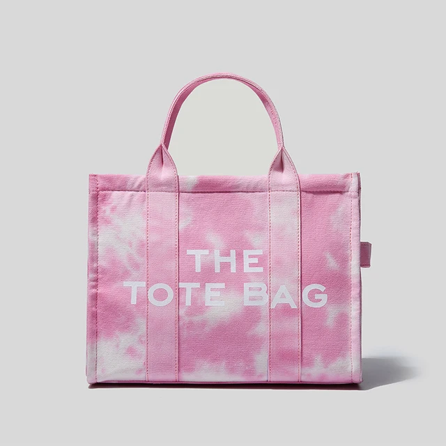 Large Capacity Canvas Tote Women Shoulder Bag Letter Printed Crossbody Bags for Women Casual Cloth Women Handbag Big Shopper Bag Gradient Pink