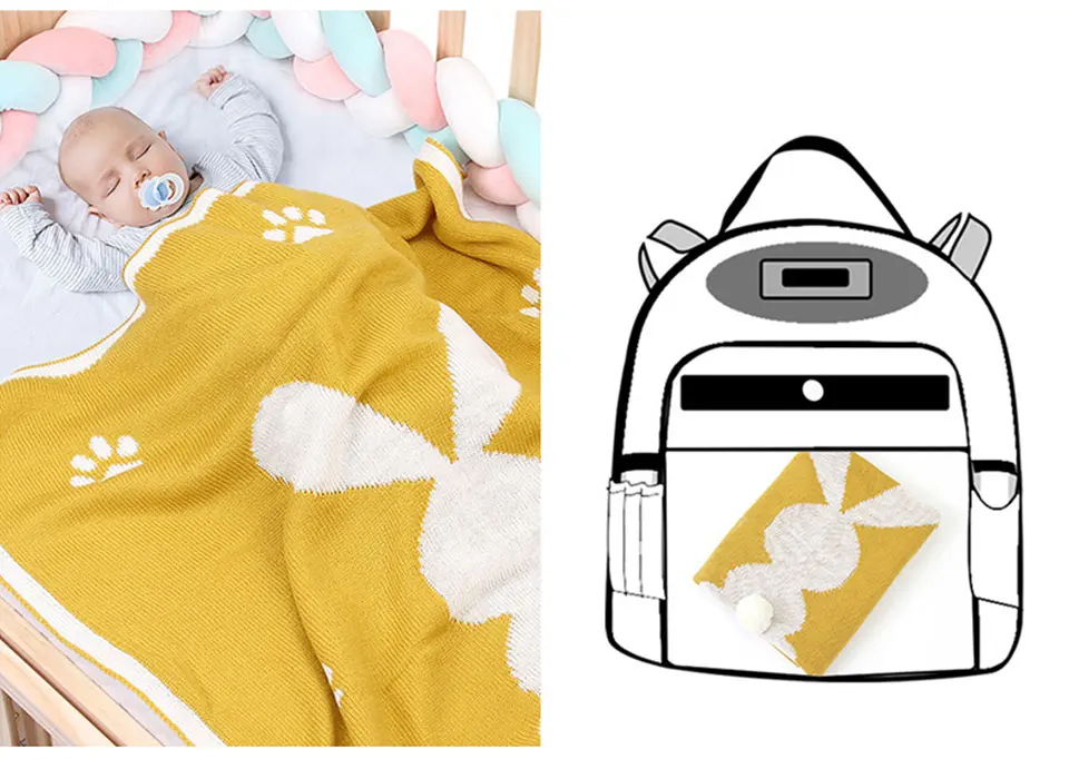 Детское одеяло пеленки для новорожденного осень-зима мультфильм стерео кролик дизайн вязание Ins стиль Горячая Распродажа детское одеяло
