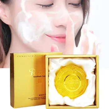 

24K Gold Handmade Soap Acne Treatment Natural Skin-friendly Ginseng Soap Mites Acarid Remove Ginseng Extract Soap 95g