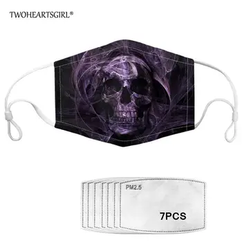 

Twoheartsgirl Sugar Skull Print Face Mask PM2.5 Dustproof Mouth Mask for Men Kids Unique Washable Boys Face Mask with Filter