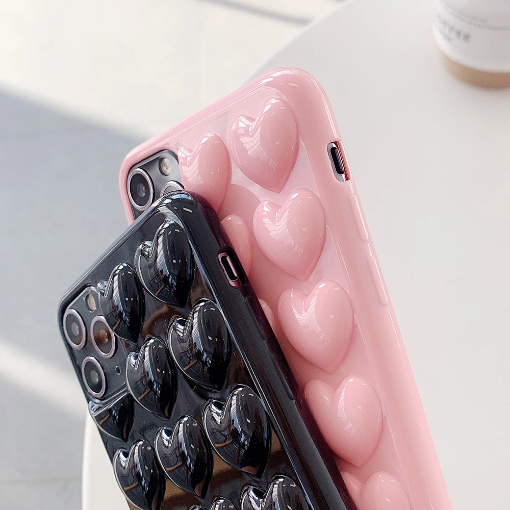 LOVECOM 3D Love Heart чехол для телефона для iPhone 11 Pro Max XR XS Max 7 8 6 Plus чехол из мягкого ТПУ, конфетный цветной чехол для телефона с ремешком